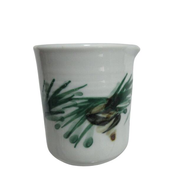 Creamer Pine Cone Print Studio Art Pottery Glazed Stamp Hand Thrown Painted 3" - Picture 1 of 5